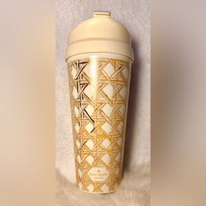 Kate Spade 16oz thermal travel coffee mug “Caning”-Acrylic gold
